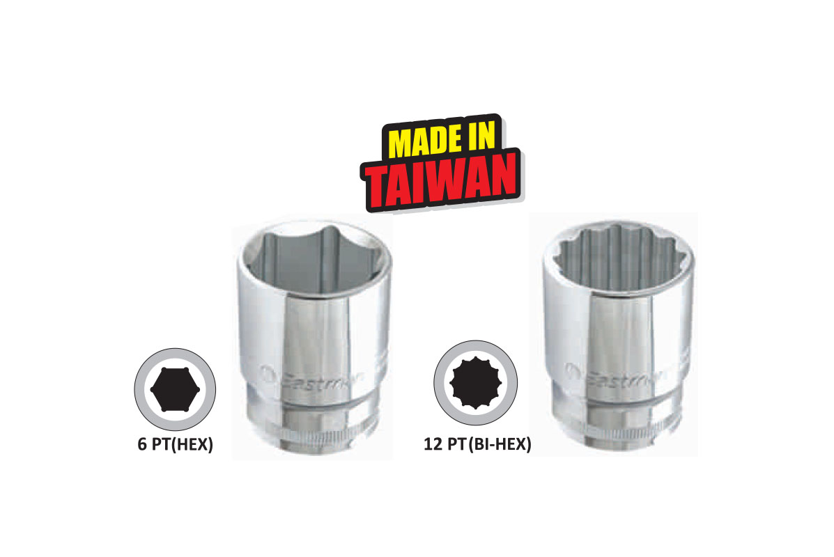 (12.7 mm) 12 SQ. Drive Sockets - CRV (Hex & Bi - Hex)