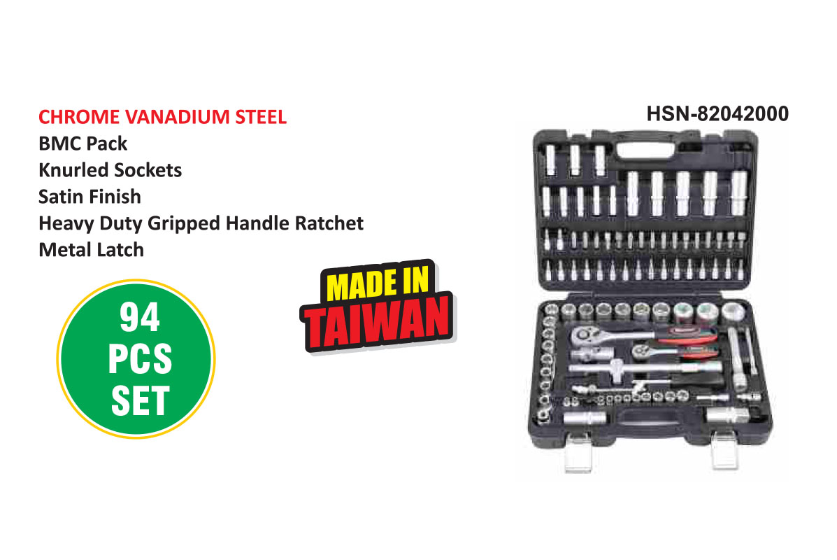 (12.7 mm) 12 & (6.3 mm) 14 SQ. Drive 94 Pcs Socket & Bit Set