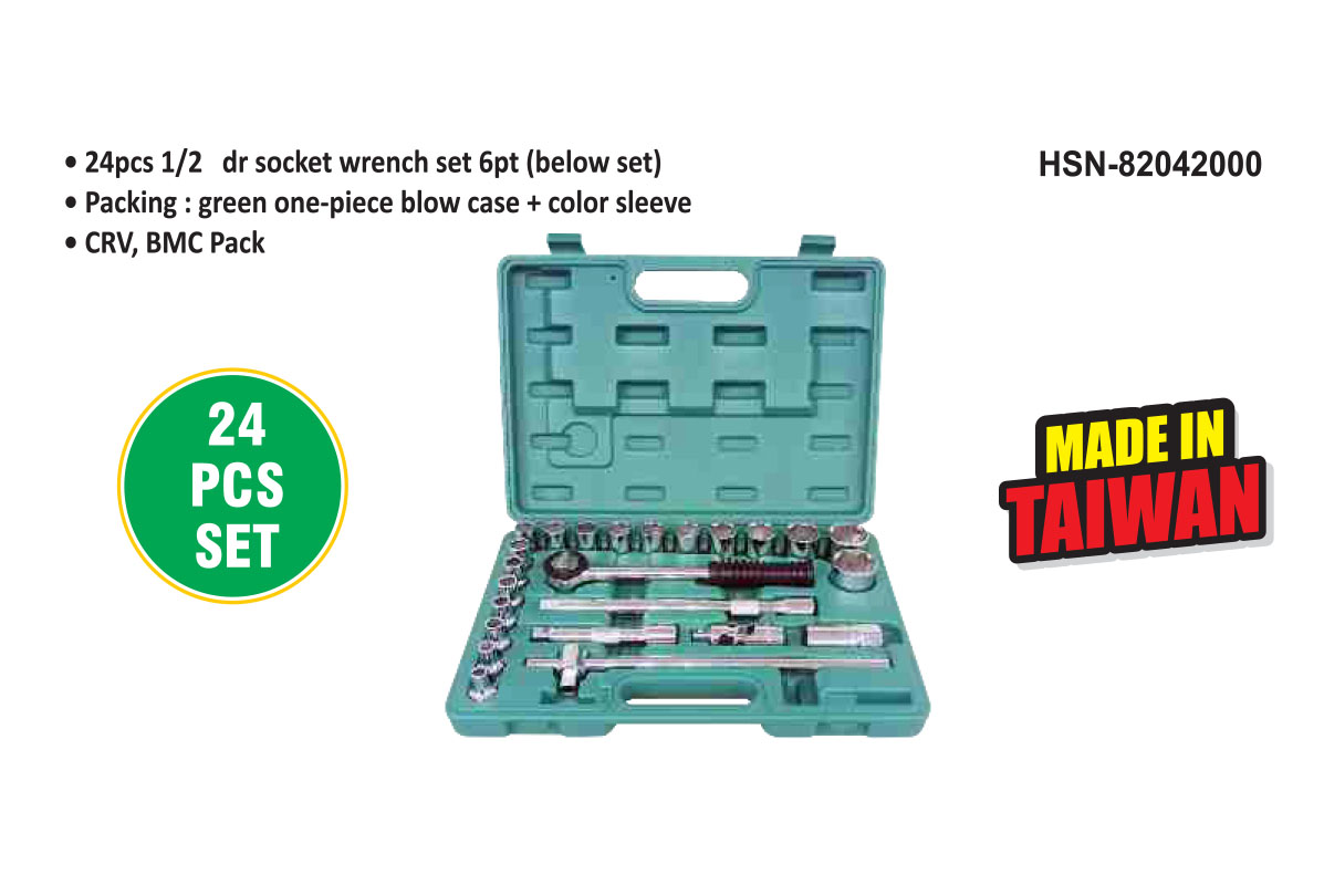 (12.7 mm) 12 SQ. 24 Pcs Socket Set New